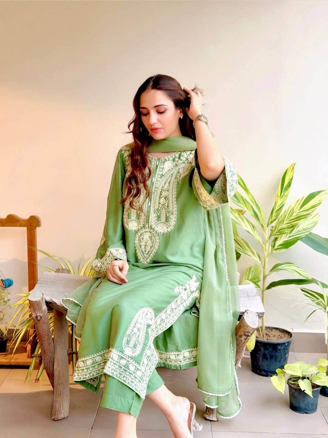 Elegant Designer Party Wear Set with Pure Soft Nylon Organza Silk Top, Palazzo Pants & Dupatta