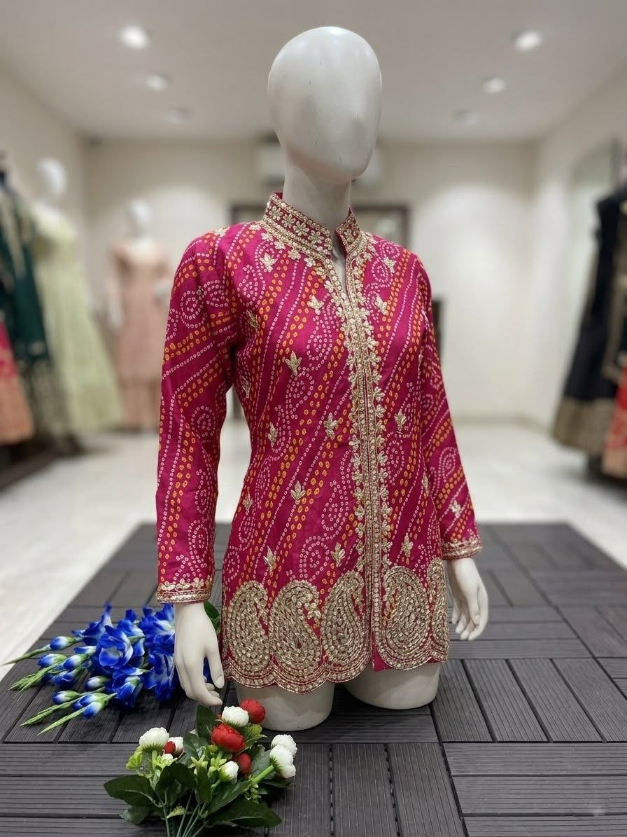 RangBhoomi Embroidered Sequence Jacket and Lehenga Choli - Ready to Wear Festive Set