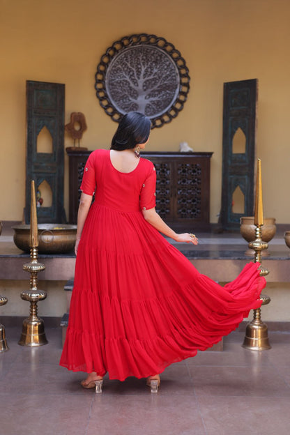 RangBhoomi Premium Designer Ready-to-Wear Gown Collection in Red and Pink