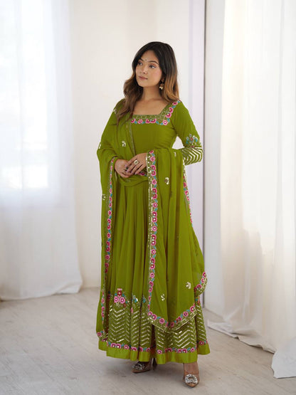RangBhoomi Heavy Designer Party Gown with Embroidered Dupatta