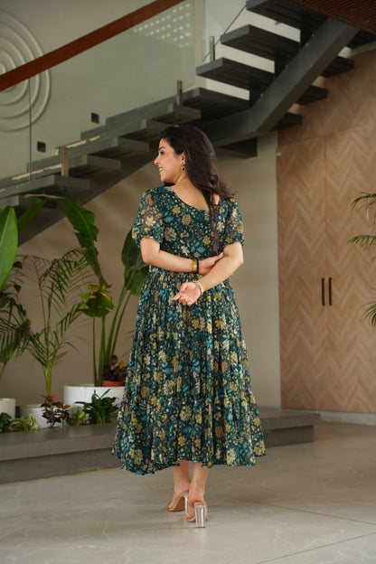 Premium Fully Flared Printed Georgette Gown