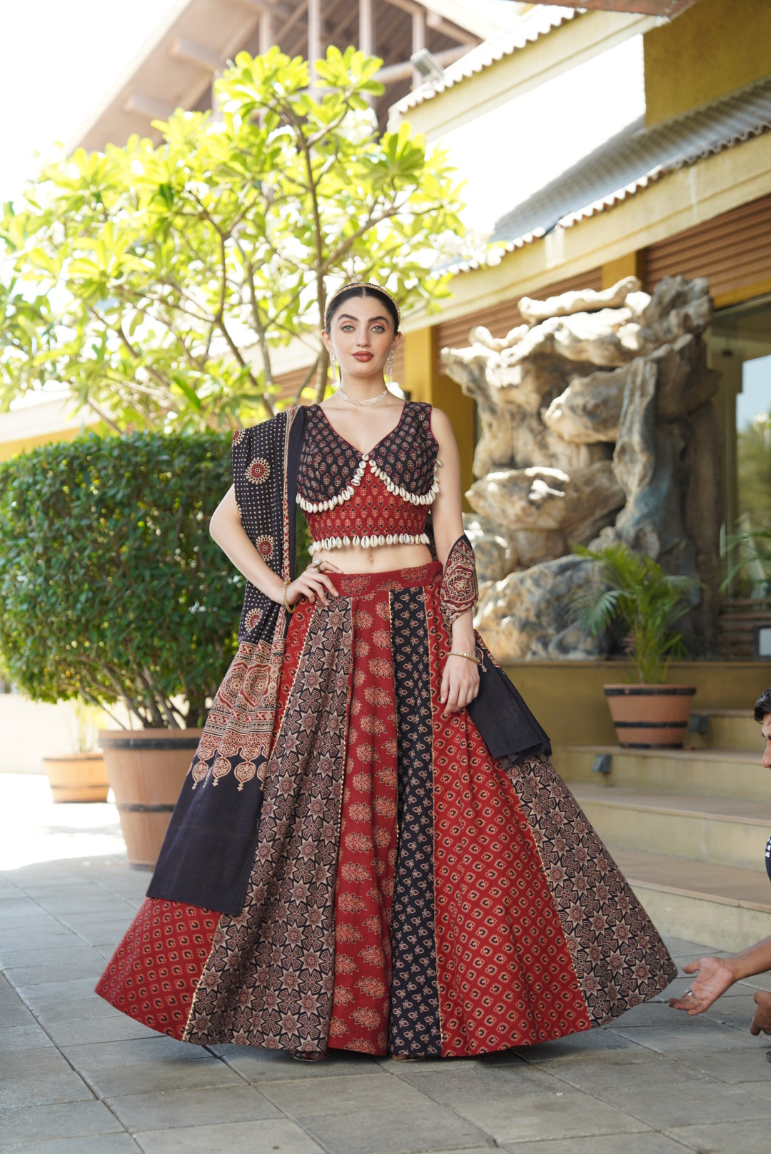 RB Ajrakh 2.0 Pure Cotton Handblock Lehenga Choli Set