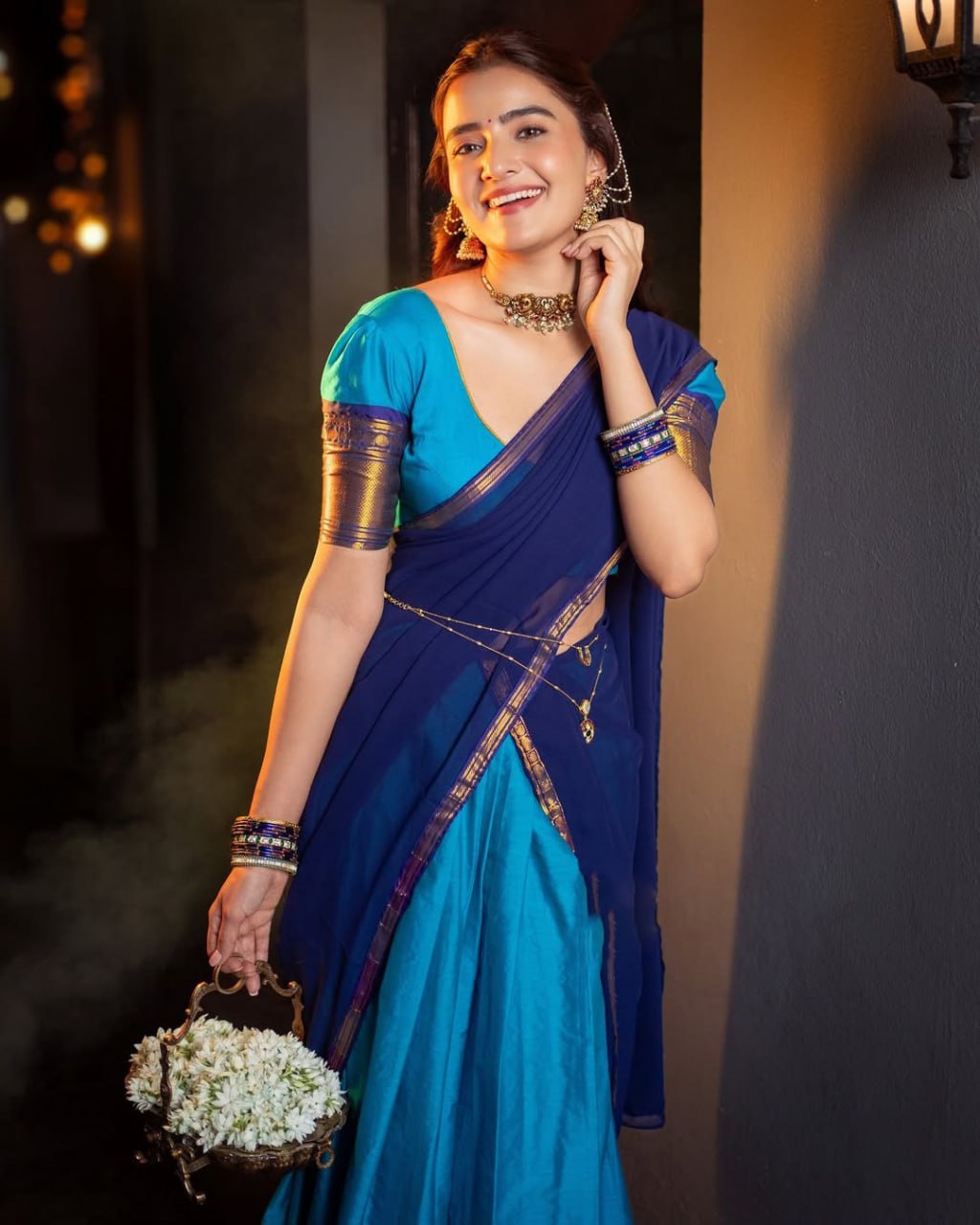 RangBhoomi Elegant Kanjivaram Silk Lehenga Set with Zari Weaving and Georgette Dupatta