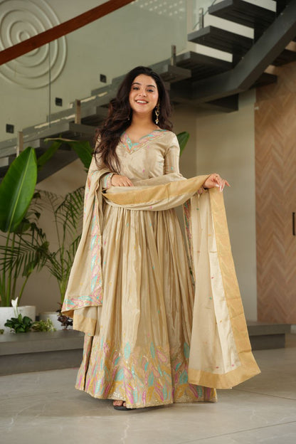 Embroidered Grace Gown & Dupatta – Luxe Fusion Wear for Modern Elegance