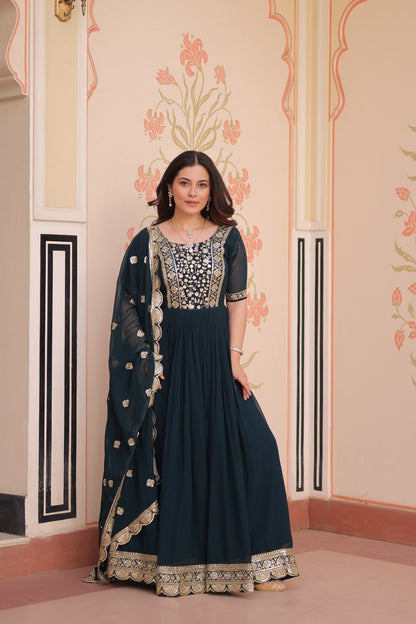 Designer Gown 2025 - Ready Made, Embroidered | Rangbhoomi