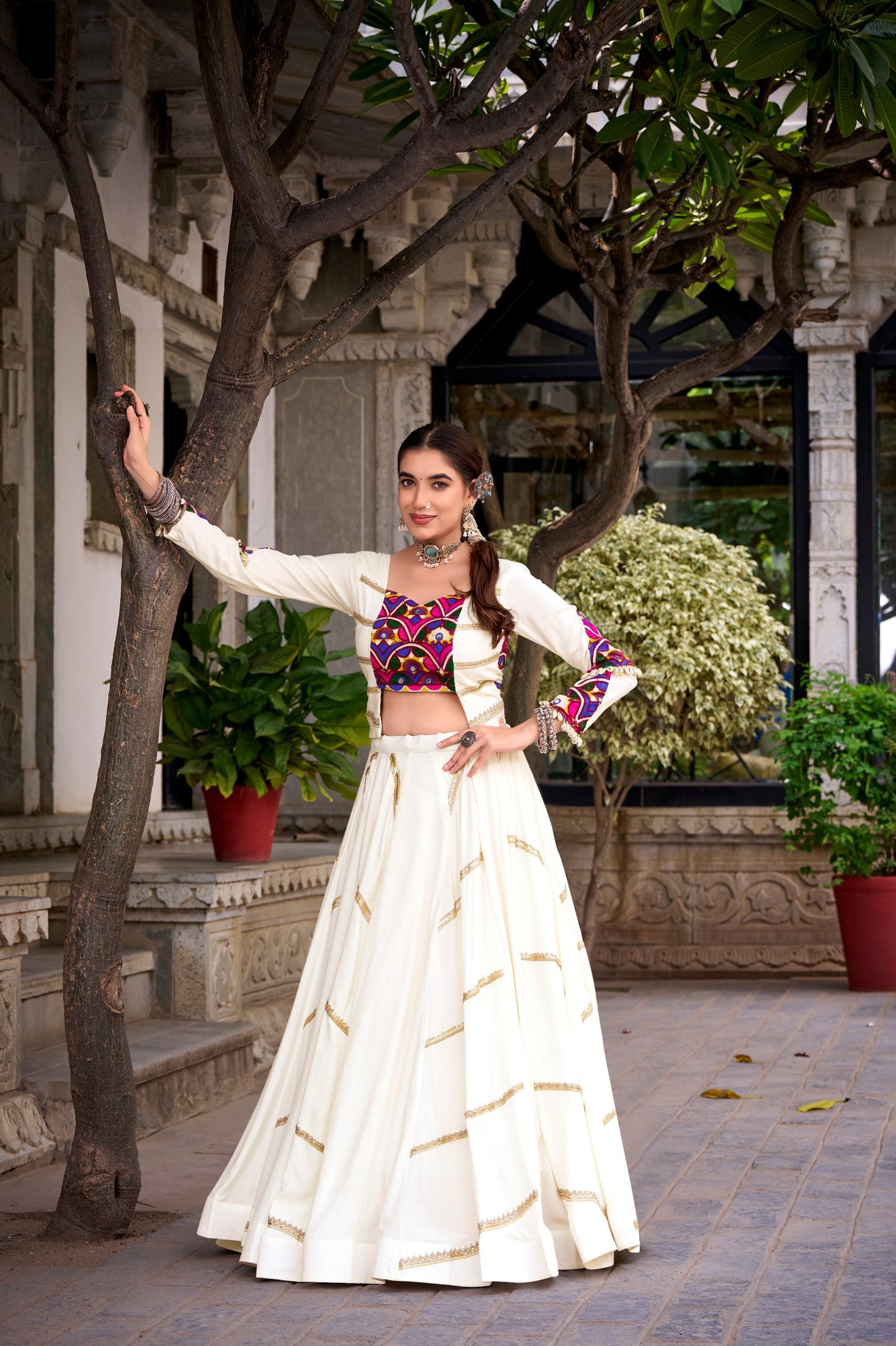 RangBhoomi Navratri 2026 Mirror-Embellished Rayon Lehenga with 8m Flair