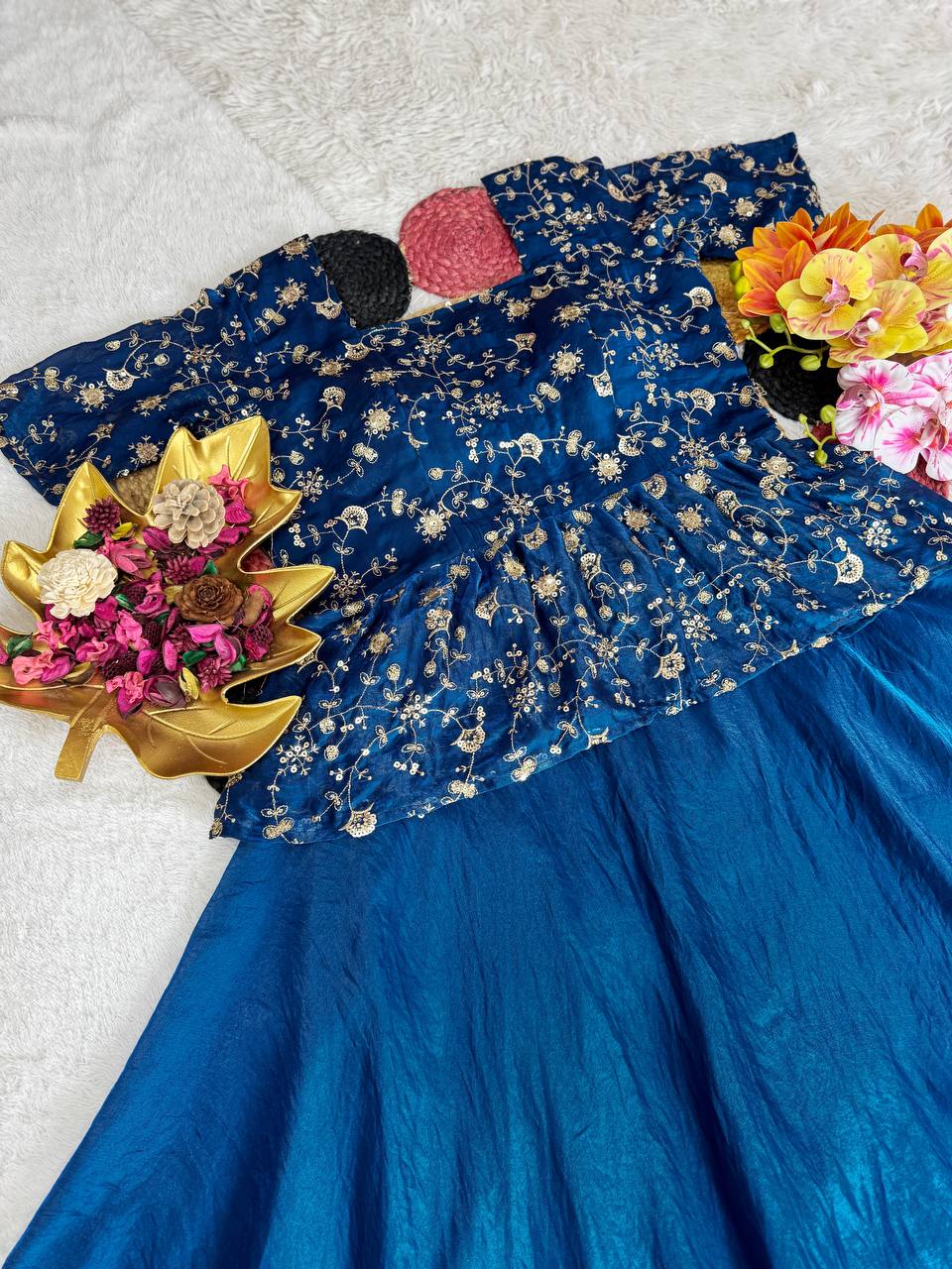 Elegant Space Silk Peplum Lehenga Choli with Exquisite Sequined Embroidery – Perfect Harmony of Style and Comfort