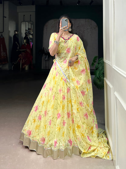 Celebrate Tradition Elegantly with a Floral Tabby Silk Lehenga Perfect for Festive Occasions