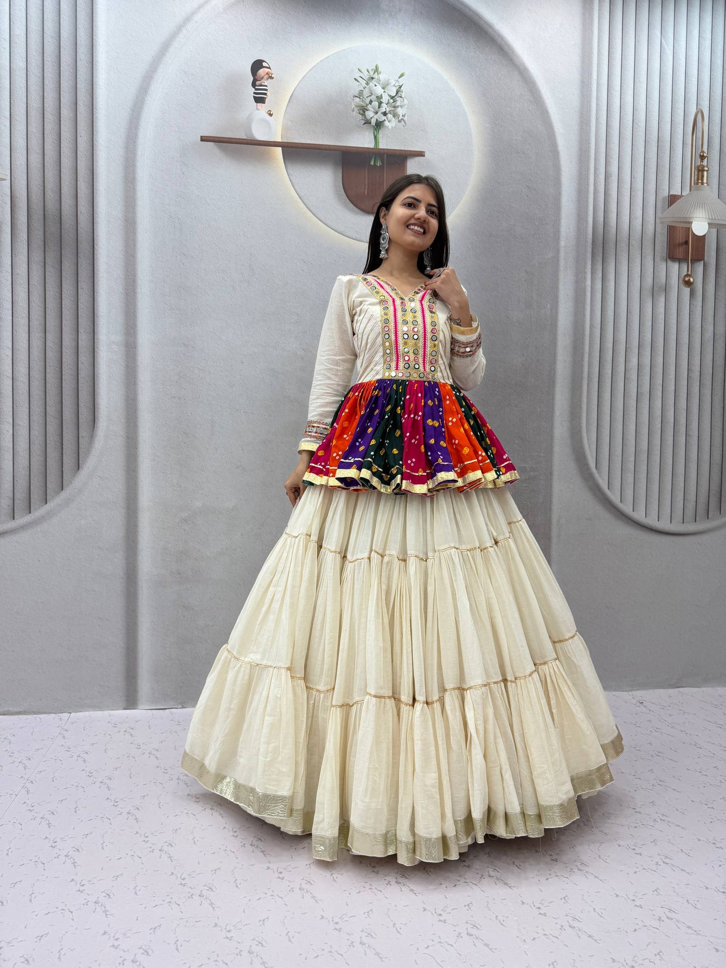 RangBhoomi Navratri Special Lehengacholi – Pure Cotton Kediyu & 9m Flair Lehenga, Fully Stitched
