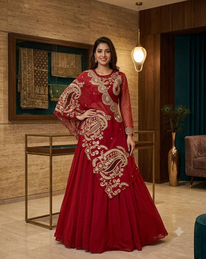 Designer Wear Embroidered Lehenga with Blouse and Shrug Set