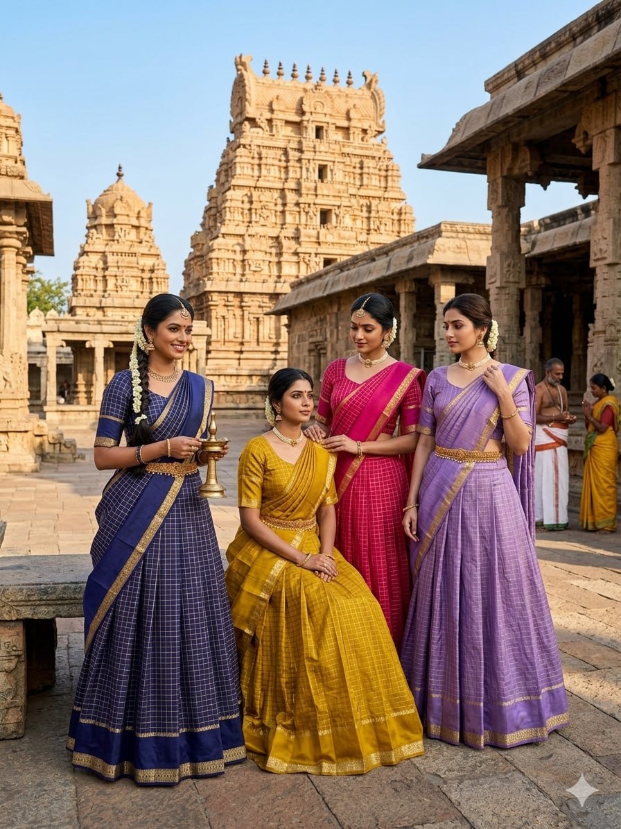 Elegant Pure Viscose Georgette Lehenga Choli Set with Zari Weaving and Hand-Dyed Chex Pattern