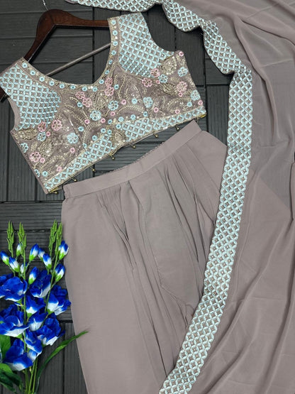 Trendy Party Wear Fox Georgette Shrug with Banglori Silk Sarara Set