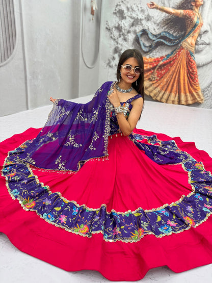 RangBhoomi Navratri Special Pure Cotton Lehenga Choli with 6m Flair & Heavy Embroidered Dupatta