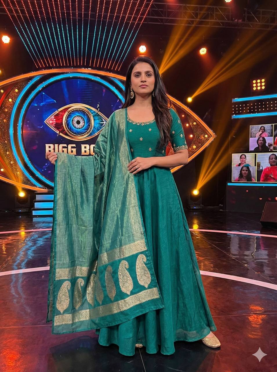 Beautiful Maggam Work Gown with Tissue Dupatta