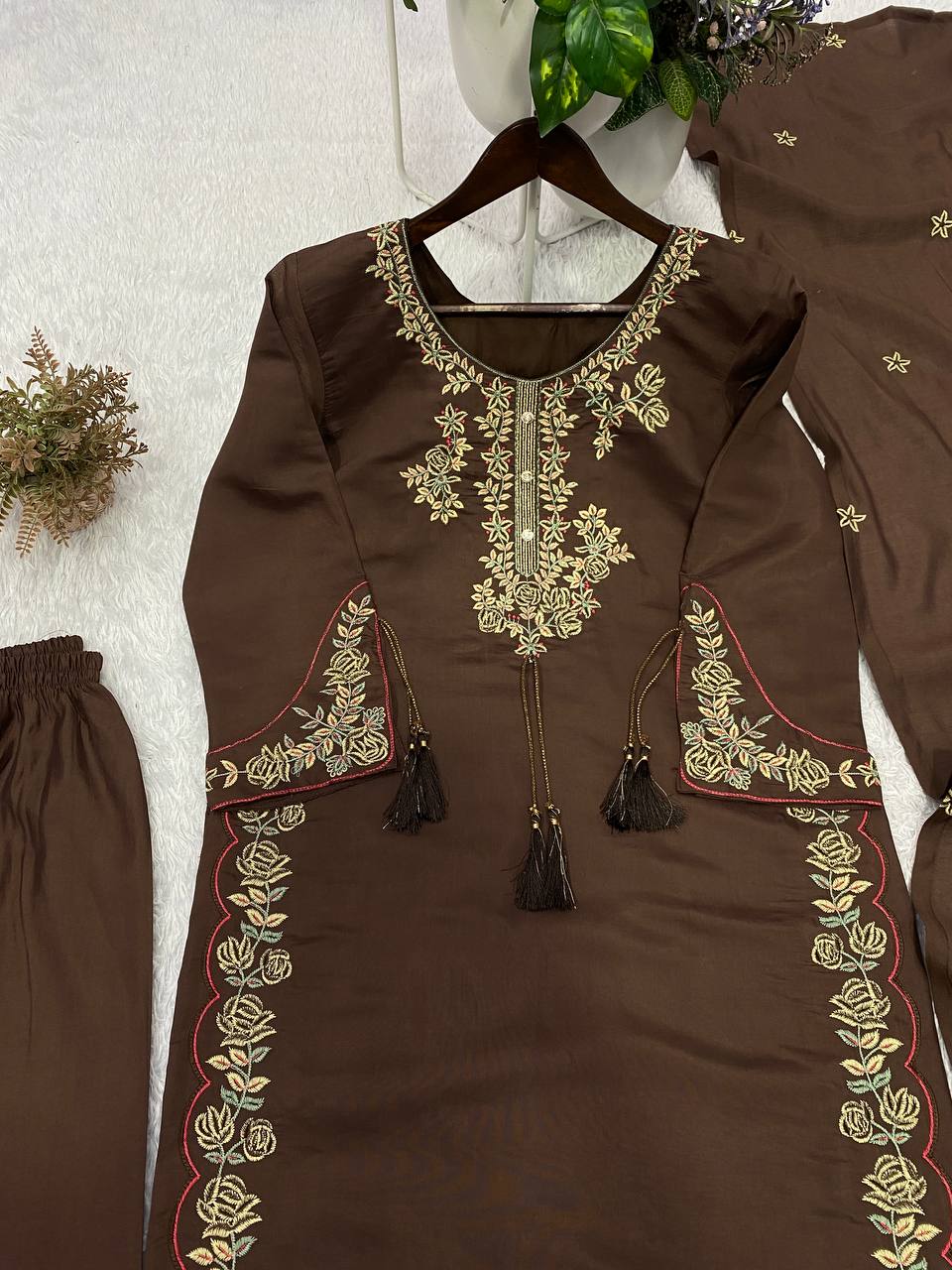Elegant Designer Embroidered Palazzo Suit with Dupatta for the Wedding Season