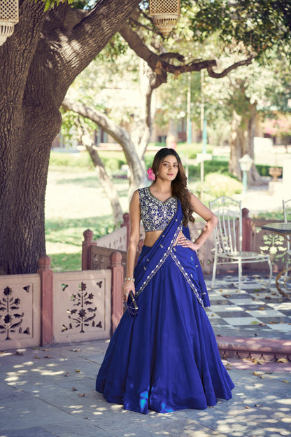 Elegant P.C. Kashmiri Lehenga with Tube Beads, Sequins, and Thread Embroidery for Festive Glamour