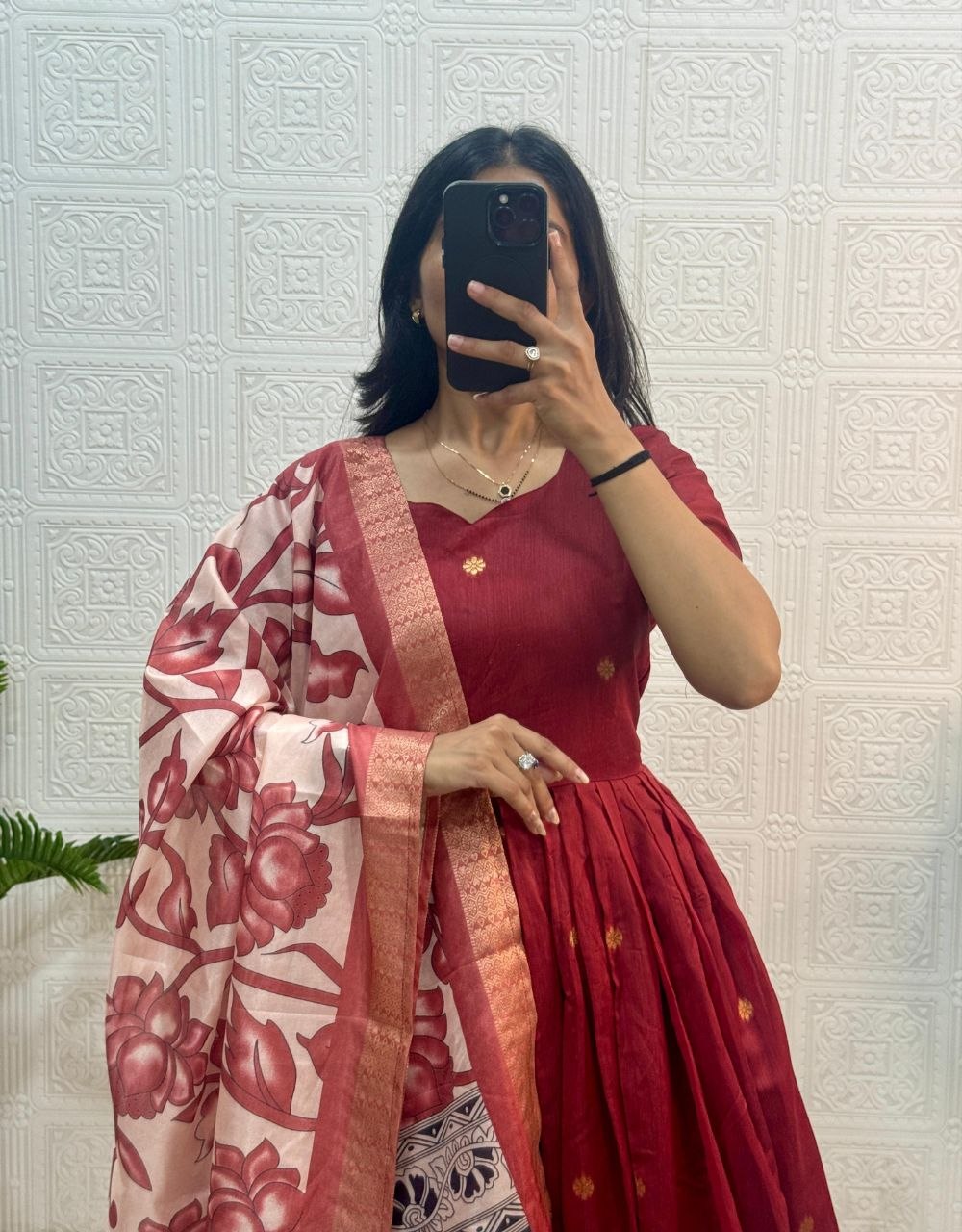 RangBhoomi Jacquard Zari Gown with Soft Silk Dupatta — 3 Colors, Sizes S–XXXL