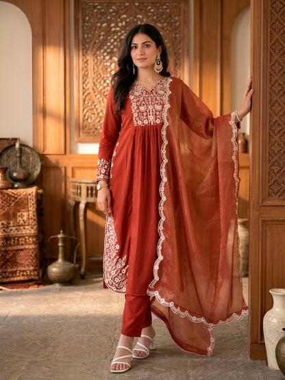 RangBhoomi Elegant Ethnic Wear Set with Maska Cotton and Gold Coin Embellished Dupatta