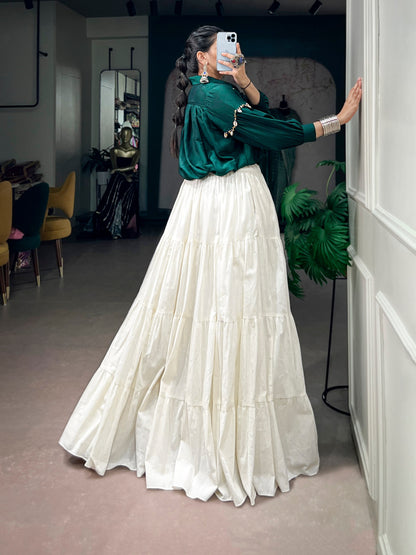 RangBhoomi Navratri Ensemble 2026 — Festive Chinon Shirt & Khadi Cotton Lehenga Set