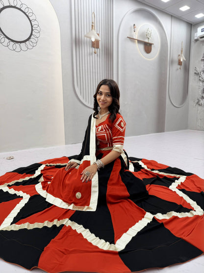 Navratri Special Pure Cotton Lehenga Choli with 6m Flair & Heavy Gota Patti - RangBhoomi