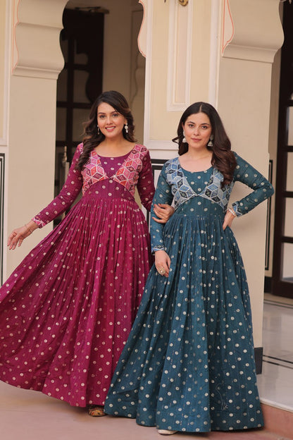 Position Print Choli Design Gown | Indian Ethnic Party Wear