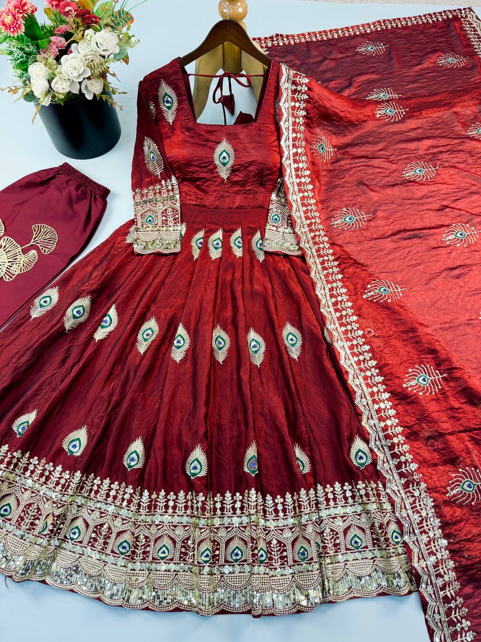 RangBhoomi Fendy Silk Gown with Fully Flair