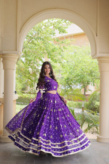 RangBhoomi Four-Color Faux Georgette Bandhej Lehenga Choli Set with Dupatta