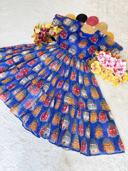 Elegant Summer Special Fully Stitched Kalamkari Midi Gown for Festive Glamour and Sophistication
