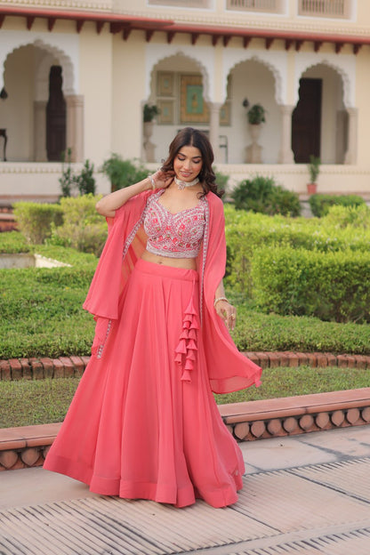 Premium Ready-to-Wear Lehenga Choli Set with Stylish Shrug Jacket