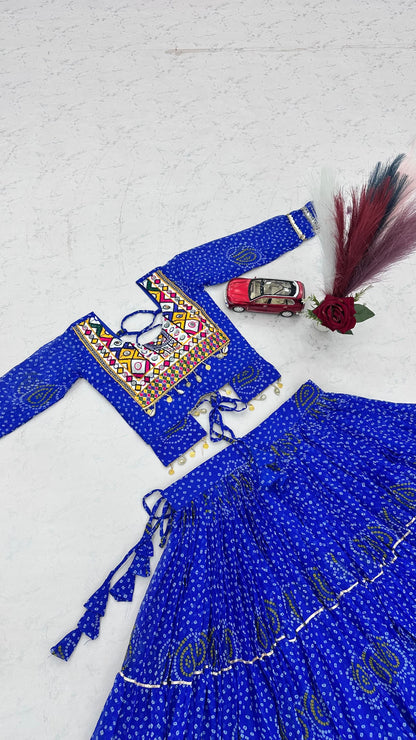 Exclusive 9-Meter Flair Navratri Special Lehenga Choli by RangBhoomi – Pure Fox Georgette with Elegant Thread Embroidery