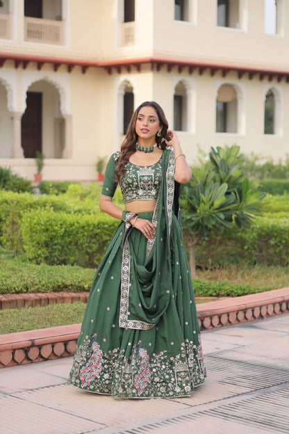 RangBhoomi Premium Vichitra Silk Lehenga Choli Set 2026 with Embroidered Sequins, Zari & Thread Work