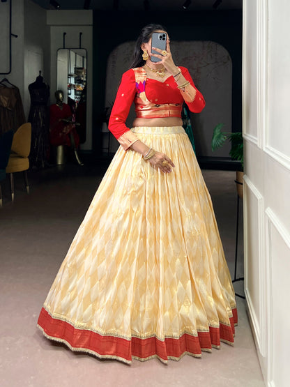 Paithani Duo: Elegant Two-Piece Jacquard Silk Co-Ord Set with Intricate Zari Weaving