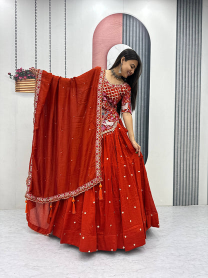 Elegant Wedding Lehenga Choli Set in Luxurious Vichitra Silk with Intricate Embroidery and Sequins
