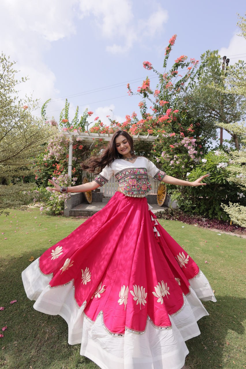 RangBhoomi Navratri Lehenga Choli Collection 2026 — Lotus Mirror Embroidered Set