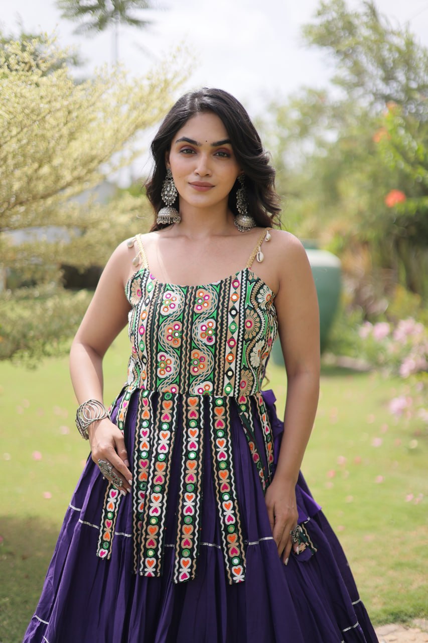 RangBhoomi Navratri Kora Cotton Lehenga Set — Full-Stitched Festive Ensemble