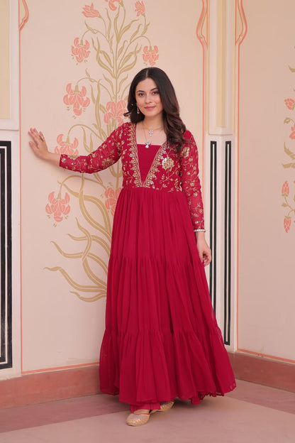 Premium Sequined & Zari Embroidered Gown - Shop Now