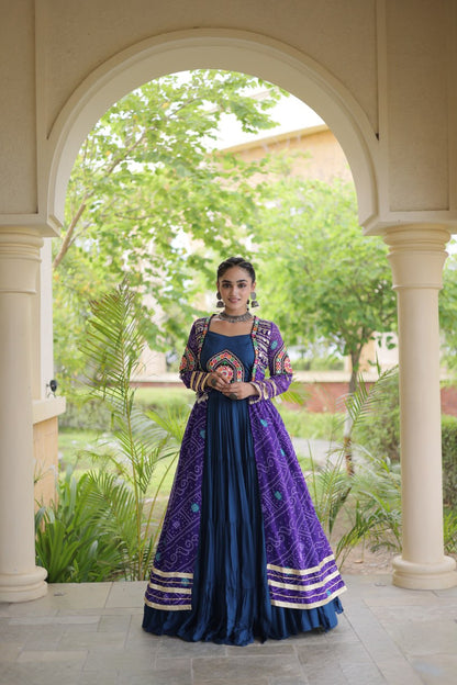 RangBhoomi Navratri 2026 Rayon Lehenga Set with Bandhani Shrug — Full-Stitched Festive Ensemble