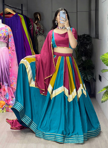 Fully Tailored Chinon Fabric Ethnic Lehenga Set for Women with Embellishments