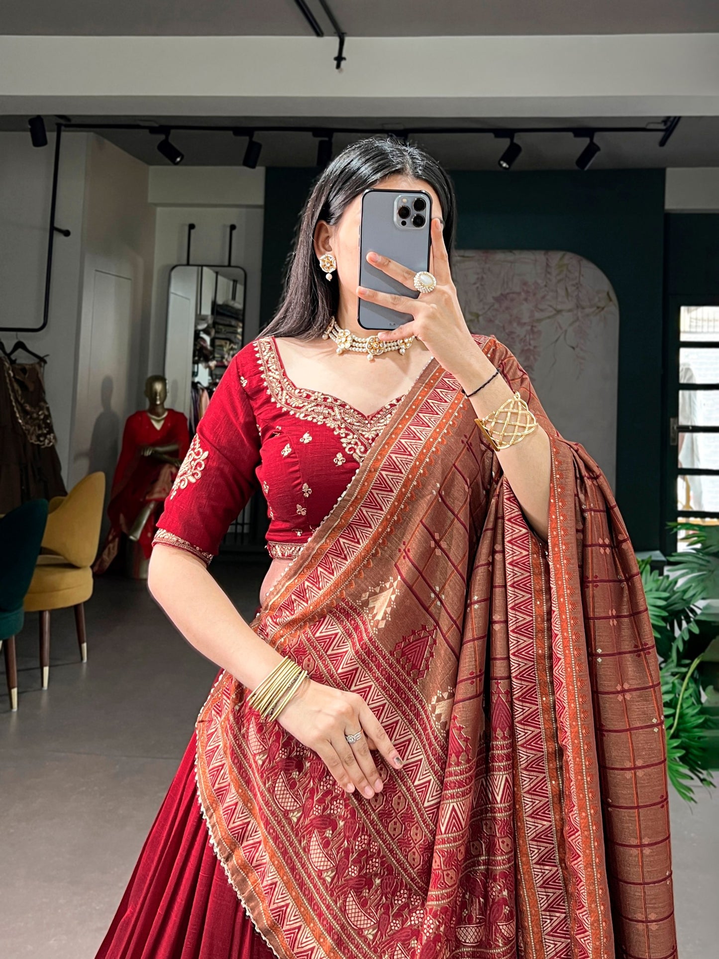 Elegant Vichitra Silk Lehenga Choli Set with Sequins and Thread Embroidery