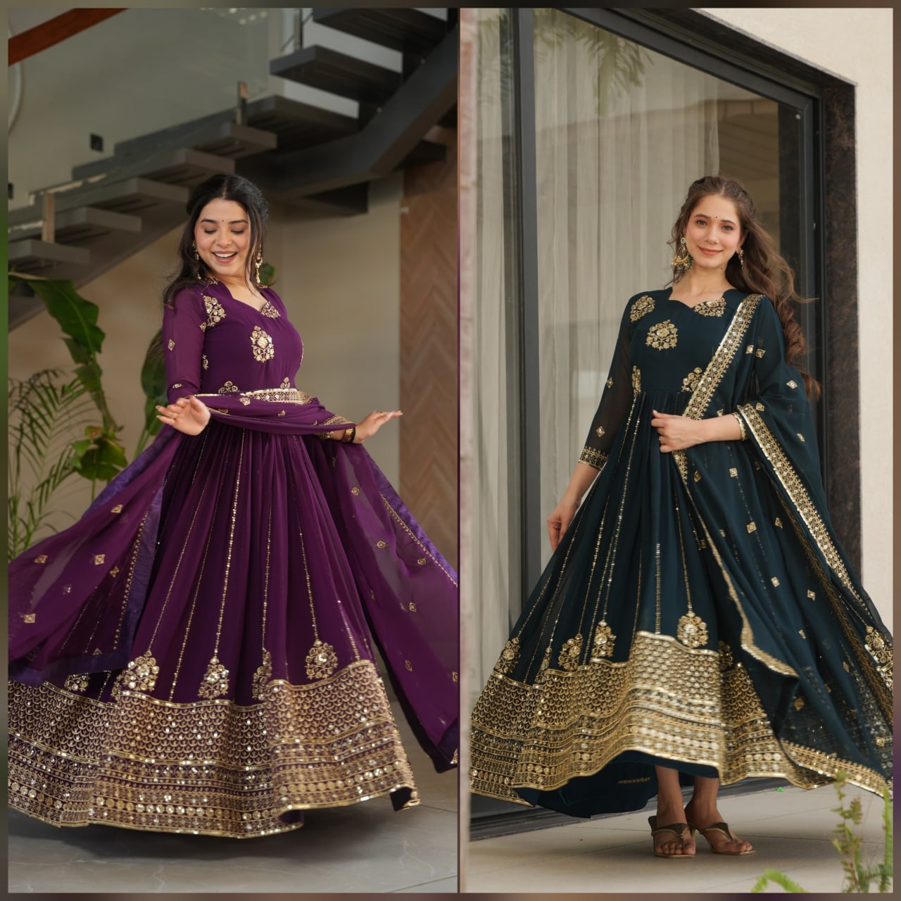 Designer Gown with Dupatta - Elegant Indian Dress