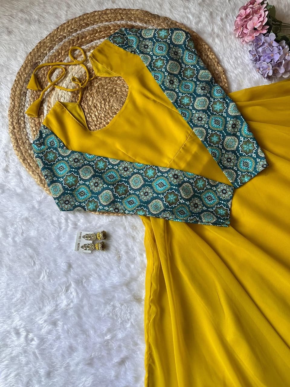 RangBhoomi Elegant 2-Color Anarkali Gown with Heavy Georgette and Pure Micro Cotton Inner – Multiple Sizes Available