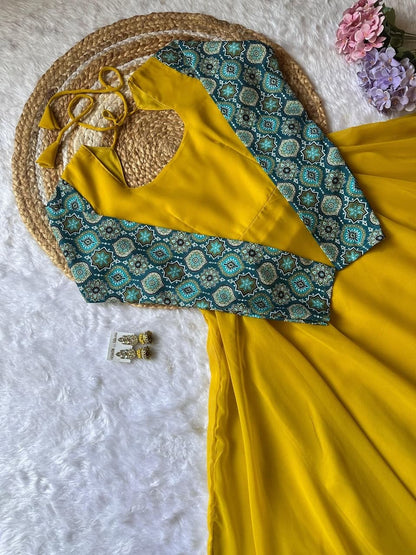 RangBhoomi Elegant 2-Color Anarkali Gown with Heavy Georgette and Pure Micro Cotton Inner – Multiple Sizes Available