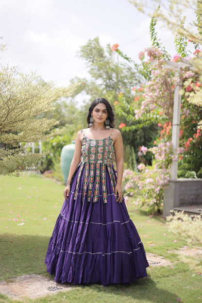 RangBhoomi Navratri Kora Cotton Lehenga Set — Full-Stitched Festive Ensemble