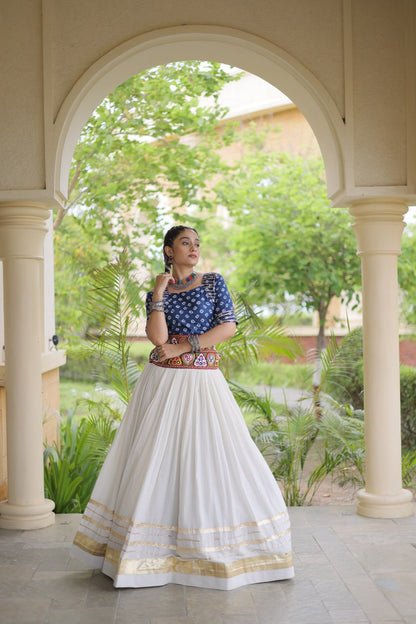 RangBhoomi Navratri Festive Lehenga Set - Cora Cotton & Bandhej Embroidered Blouse