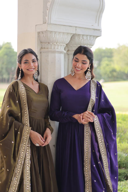 RangBhoomi Elegant Vichitra Silk Gown with Sequined Dupatta Collection 2026