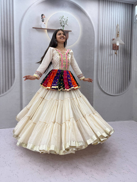 RangBhoomi Navratri Special Lehengacholi – Pure Cotton Kediyu & 9m Flair Lehenga, Fully Stitched