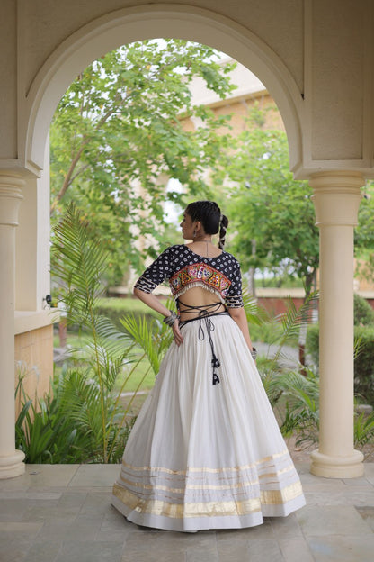 RangBhoomi Navratri Festive Lehenga Set - Cora Cotton & Bandhej Embroidered Blouse