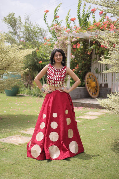 RangBhoomi Navratri Roman-Silk Lehenga Choli Set — Full-Stitched Festive Ensemble