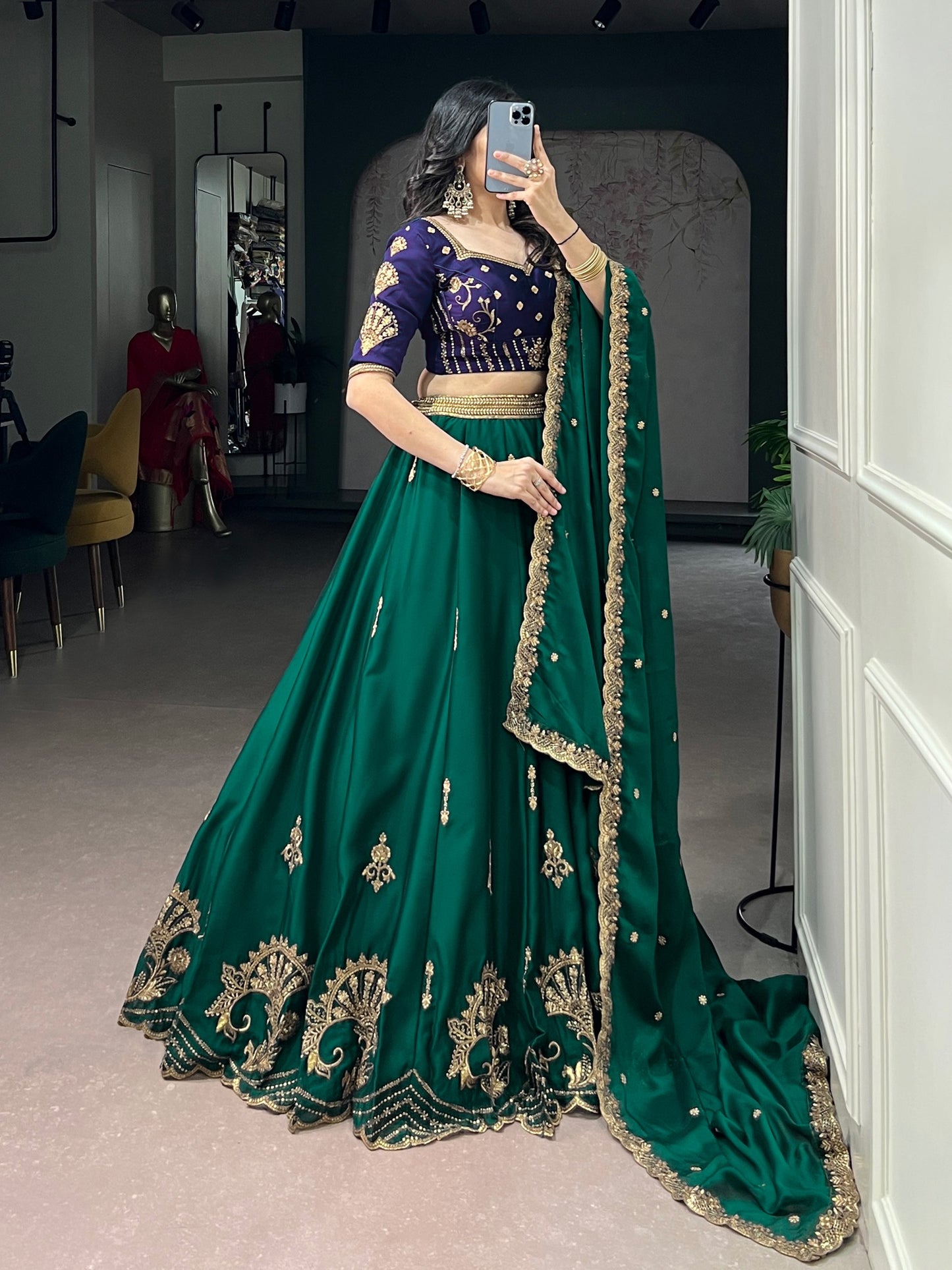 Regal Couture Luxury Lehenga Set in Rangoli Silk with Sequins and Thread Embroidery