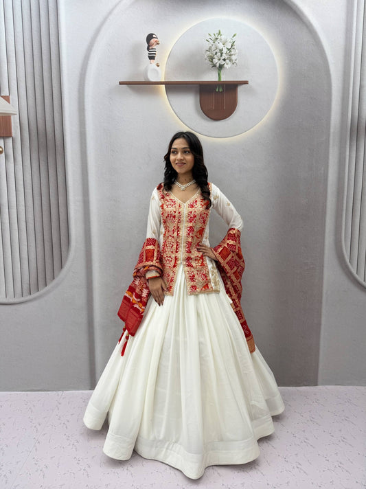 RangBhoomi Festival Badhni Lehenga Choli — Pure Chinon Silk with Heavy Embroidery